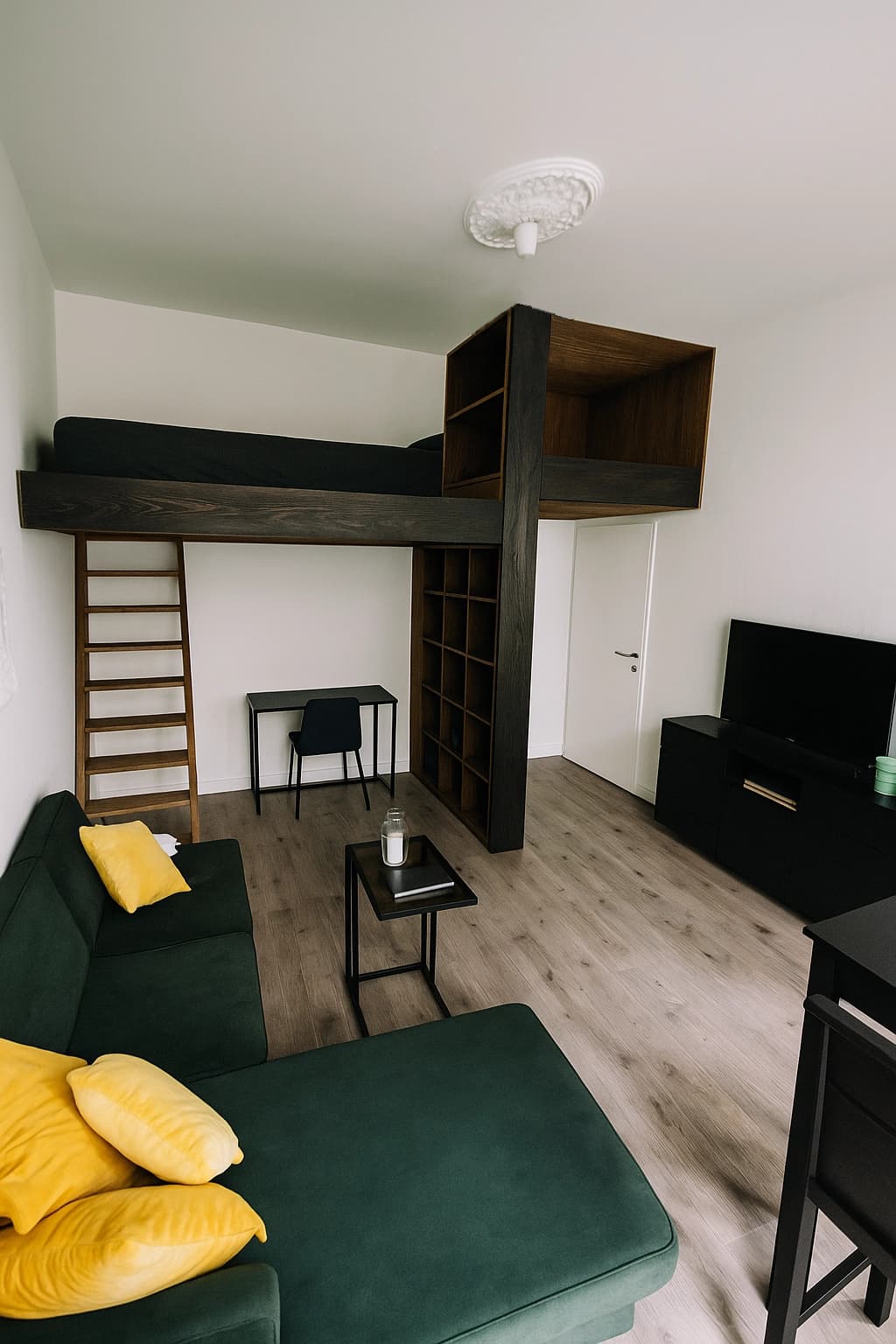 Room divider and loft bed