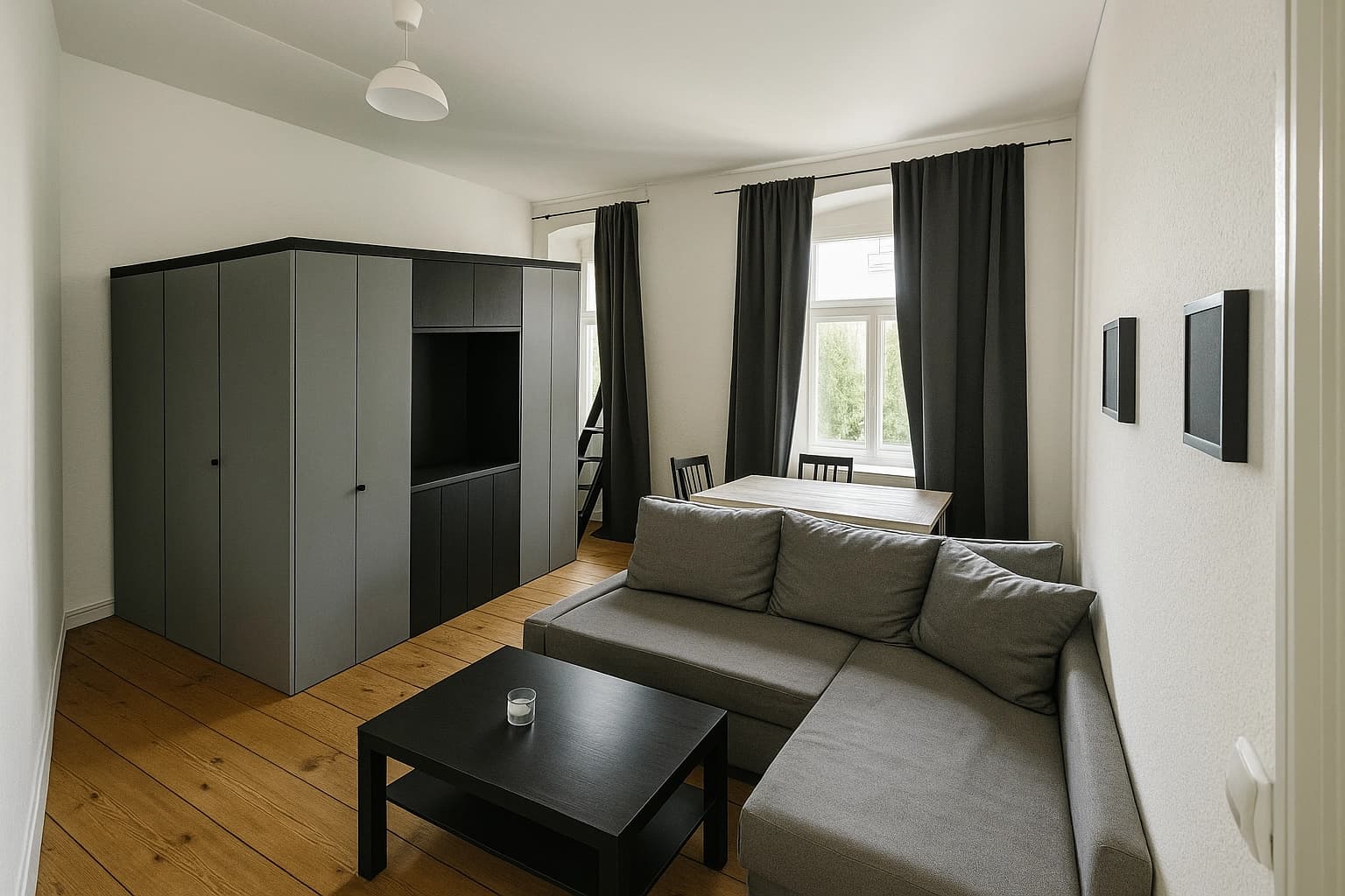 Room divider and loft bed